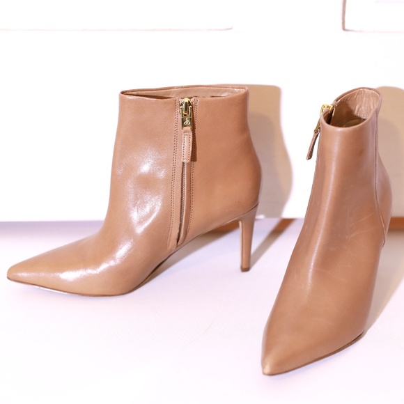 nude pointed ankle boots